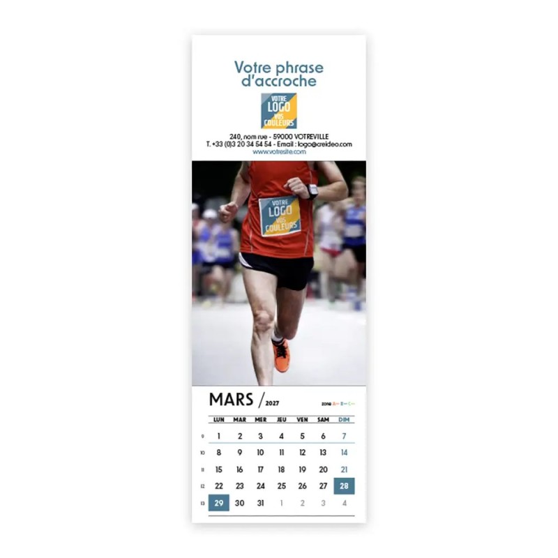 Calendrier chevalet vertical (21x7,5 cm) personnalisé - Logo intégré Performance