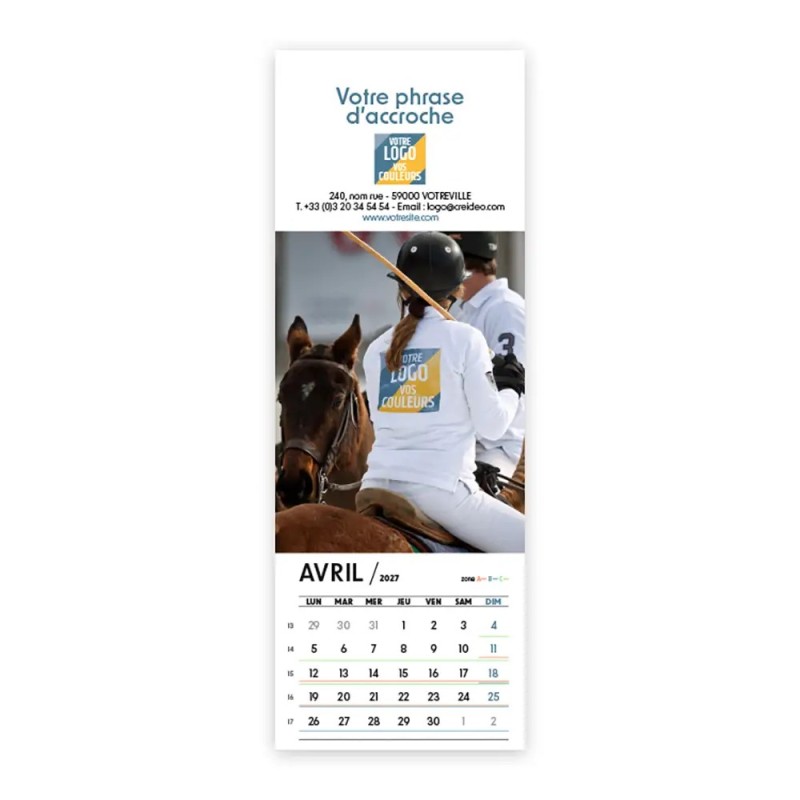 Calendrier chevalet vertical (21x7,5 cm) personnalisé - Logo intégré Performance
