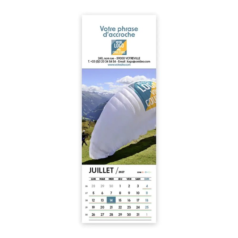 Calendrier chevalet vertical (21x7,5 cm) personnalisé - Logo intégré Performance