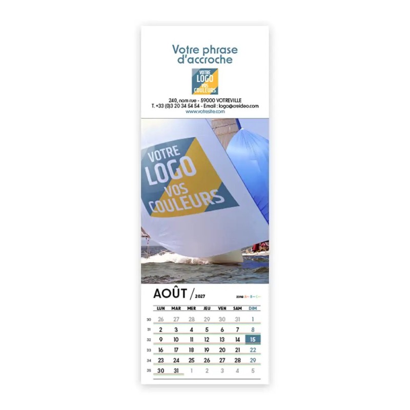 Calendrier chevalet vertical (21x7,5 cm) personnalisé - Logo intégré Performance