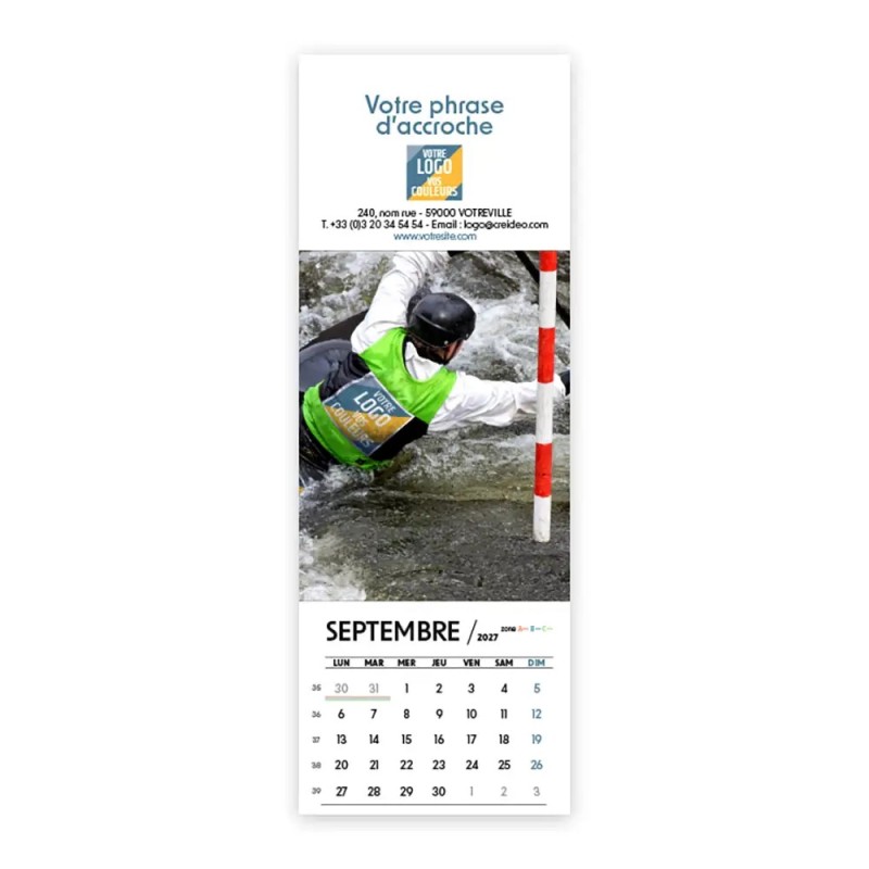 Calendrier chevalet vertical (21x7,5 cm) personnalisé - Logo intégré Performance