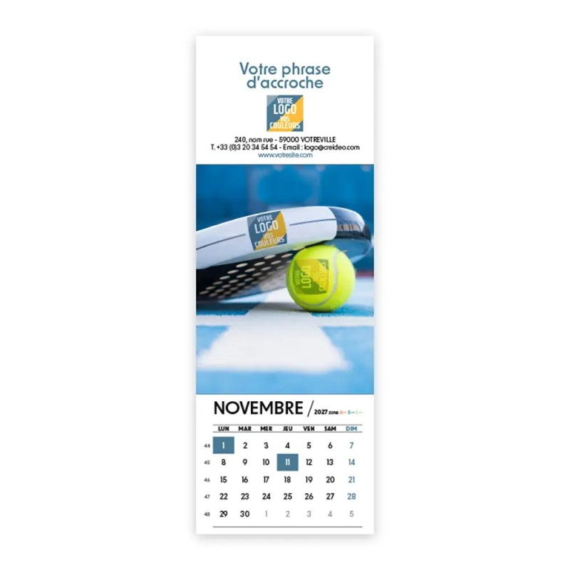 Calendrier chevalet vertical (21x7,5 cm) personnalisé - Logo intégré Performance