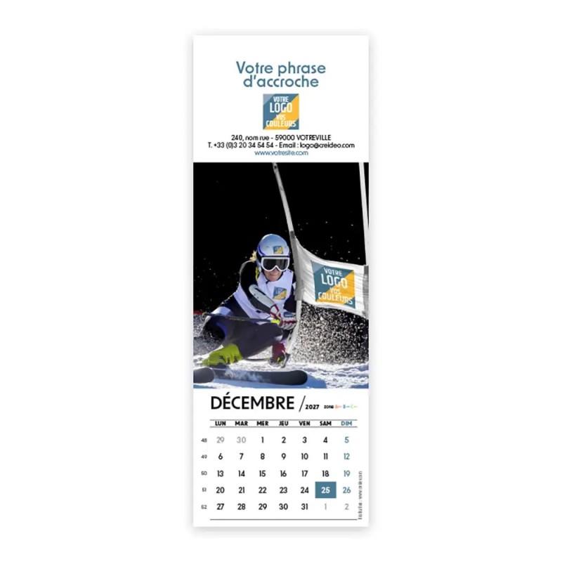 Calendrier chevalet vertical (21x7,5 cm) personnalisé - Logo intégré Performance