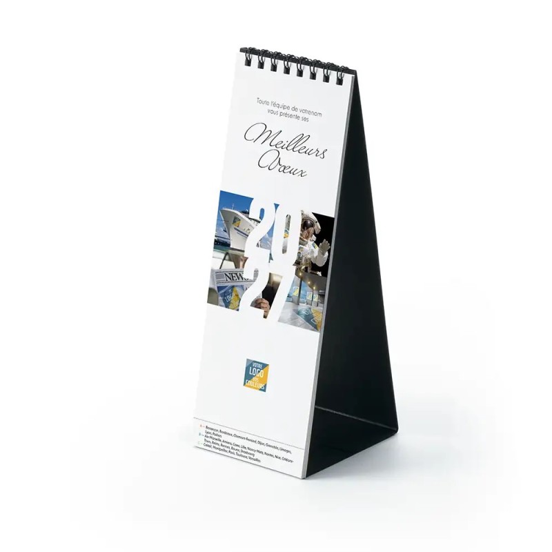 Calendrier chevalet vertical (21x7,5 cm) personnalisé - Logo intégré Visio