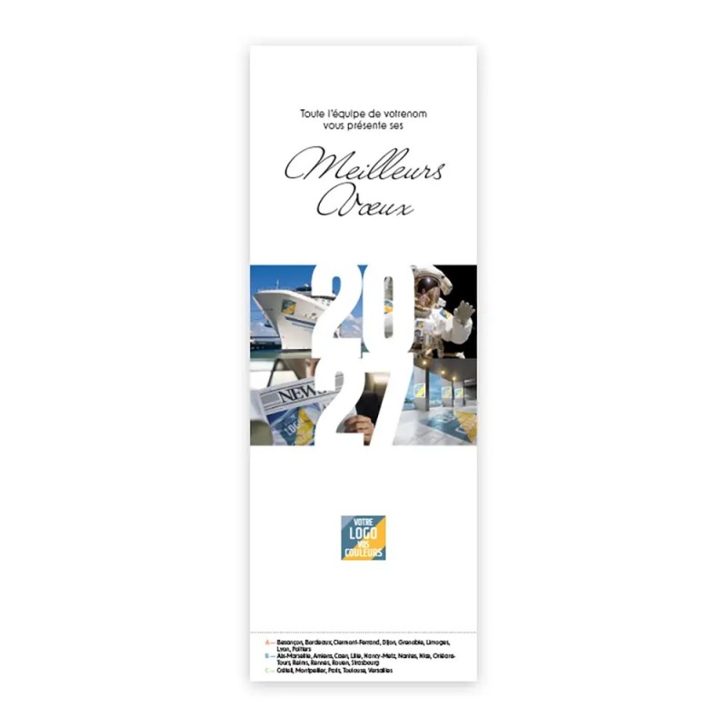 Calendrier chevalet vertical (21x7,5 cm) personnalisé - Logo intégré Visio