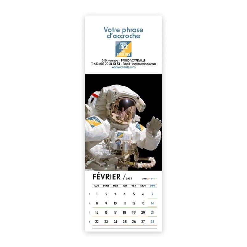 Calendrier chevalet vertical (21x7,5 cm) personnalisé - Logo intégré Visio