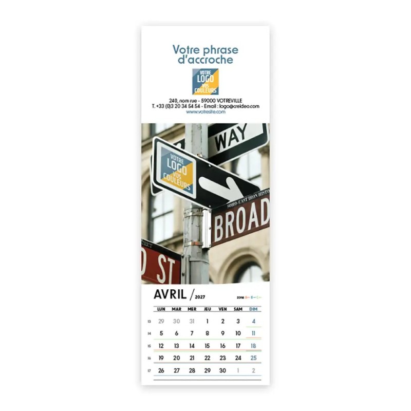 Calendrier chevalet vertical (21x7,5 cm) personnalisé - Logo intégré Visio