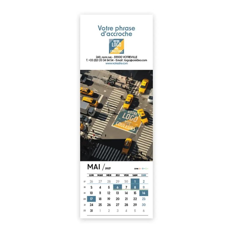 Calendrier chevalet vertical (21x7,5 cm) personnalisé - Logo intégré Visio