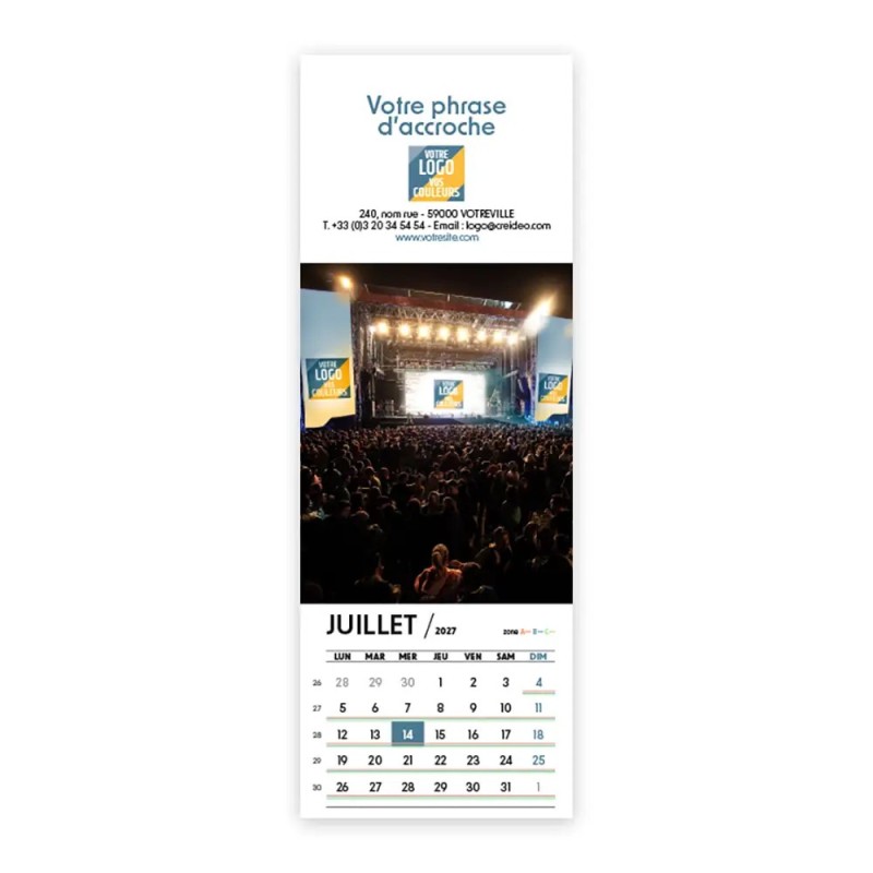 Calendrier chevalet vertical (21x7,5 cm) personnalisé - Logo intégré Visio