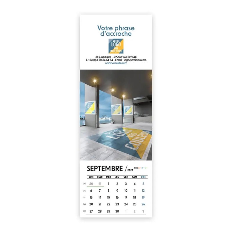 Calendrier chevalet vertical (21x7,5 cm) personnalisé - Logo intégré Visio