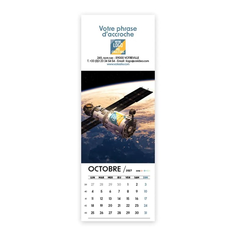 Calendrier chevalet vertical (21x7,5 cm) personnalisé - Logo intégré Visio