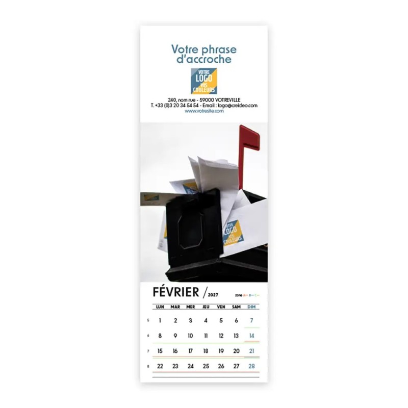 Calendrier chevalet vertical (21x7,5 cm) personnalisé - Logo intégré Voyage