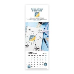 Calendrier chevalet vertical (21x7,5 cm) personnalisé - Logo intégré Voyage