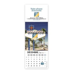 Calendrier chevalet vertical (21x7,5 cm) personnalisé - Logo intégré Voyage