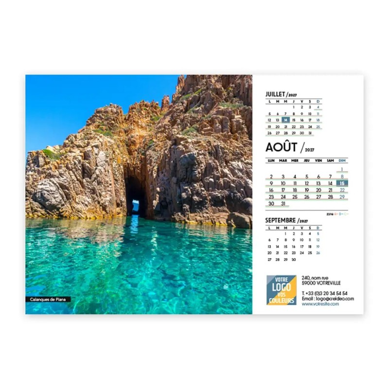 Calendrier chevalet A5 (21x15 cm) personnalisé - Patrimoine France