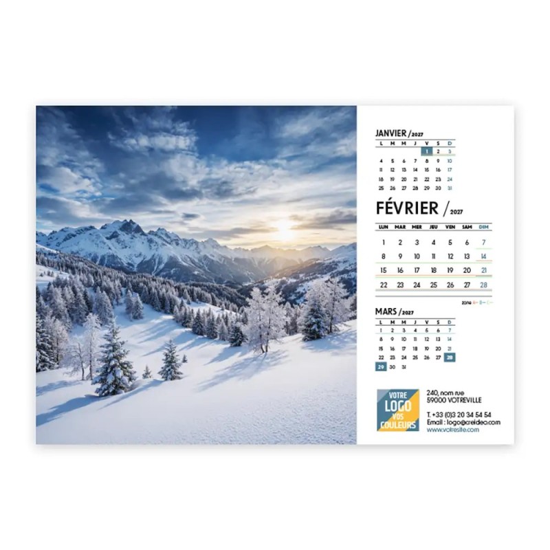 Calendrier chevalet A5 (21x15 cm) personnalisé - Nature