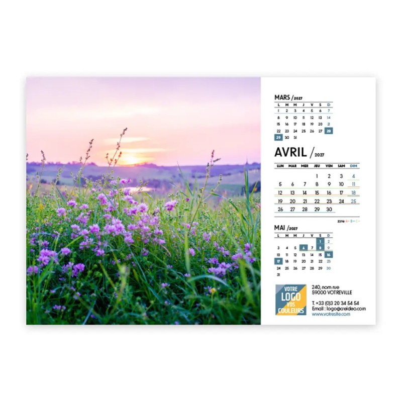 Calendrier chevalet A5 (21x15 cm) personnalisé - Nature