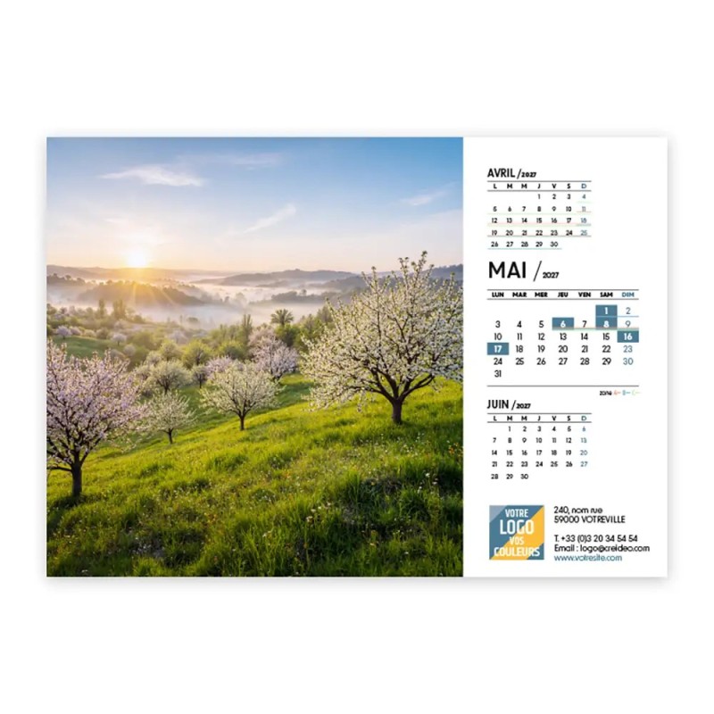 Calendrier chevalet A5 (21x15 cm) personnalisé - Nature