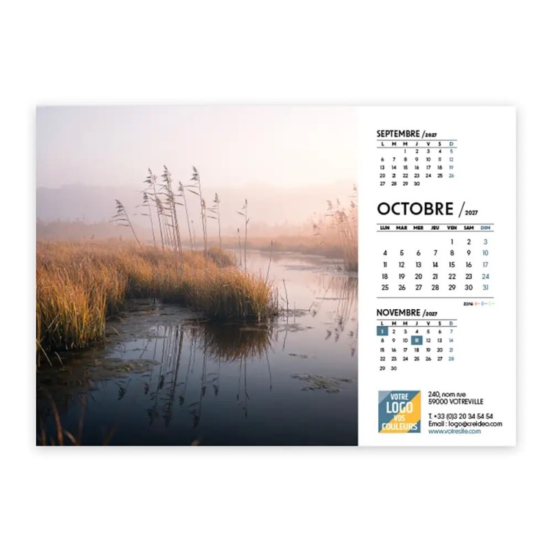 Calendrier chevalet A5 (21x15 cm) personnalisé - Nature