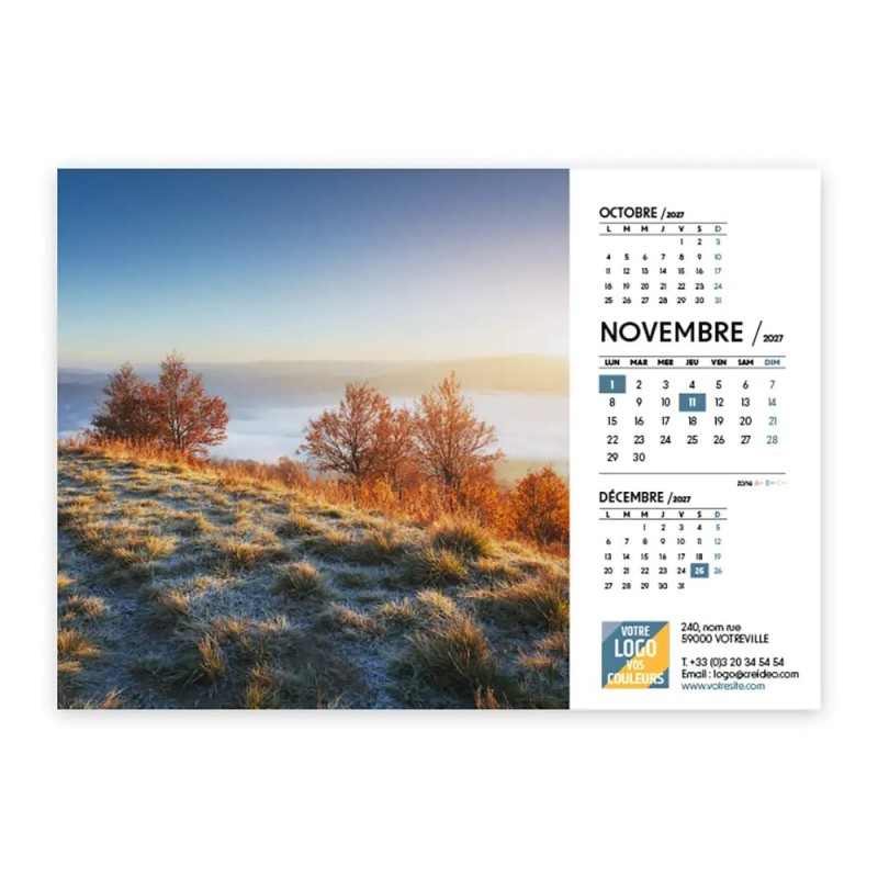 Calendrier chevalet A5 (21x15 cm) personnalisé - Nature