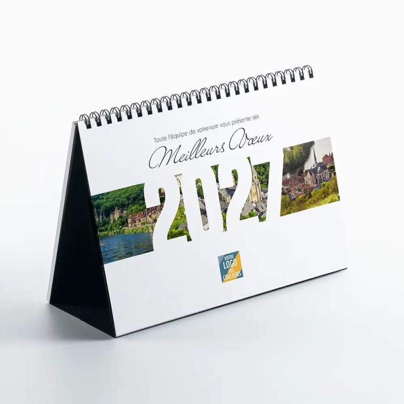 Calendrier chevalet A5 (21x15 cm) personnalisé - Villages de France