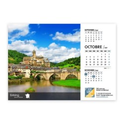 Calendrier chevalet A5 (21x15 cm) personnalisé - Villages de France