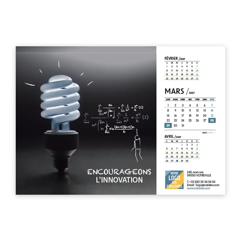 Calendrier chevalet A5 (21x15 cm) personnalisé - Business