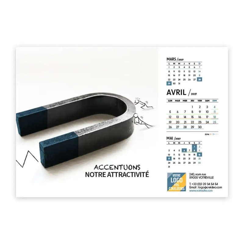 Calendrier chevalet A5 (21x15 cm) personnalisé - Business