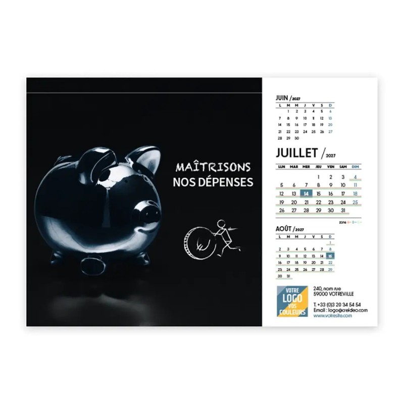 Calendrier chevalet A5 (21x15 cm) personnalisé - Business