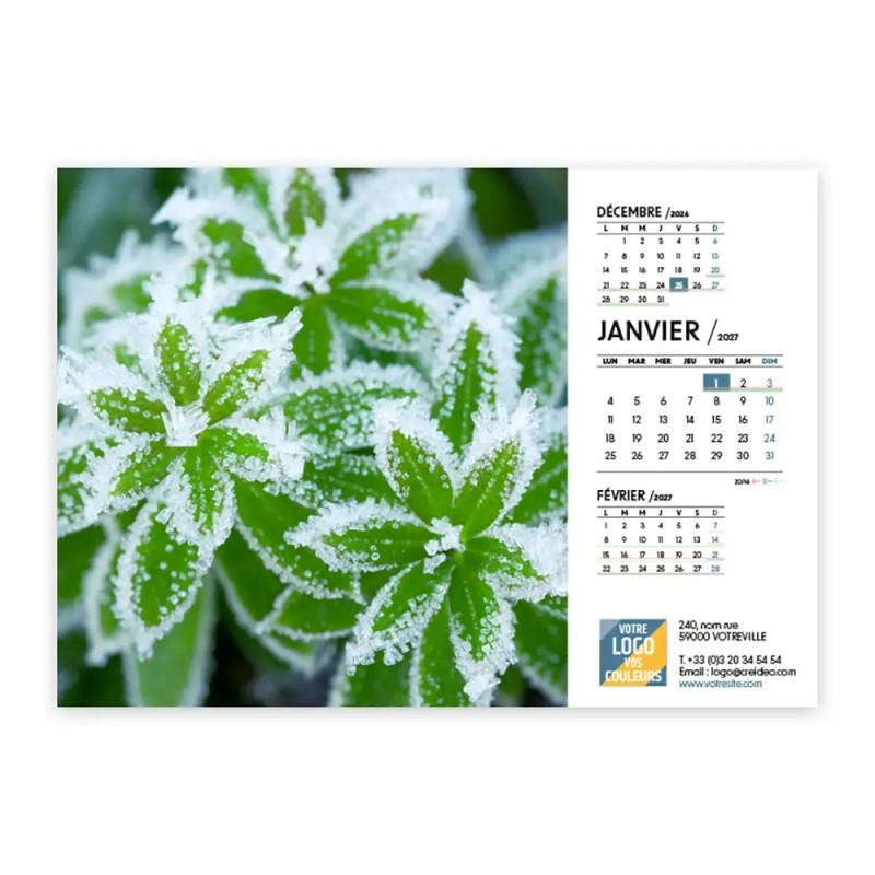 Calendrier chevalet A5 (21x15 cm) personnalisé - Zoom Nature