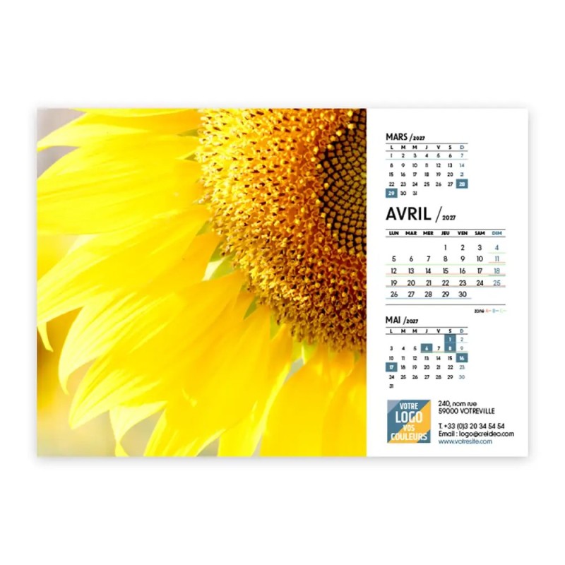 Calendrier chevalet A5 (21x15 cm) personnalisé - Zoom Nature