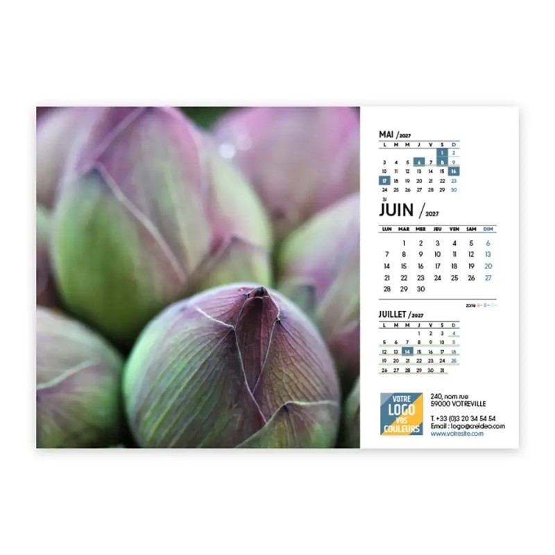 Calendrier chevalet A5 (21x15 cm) personnalisé - Zoom Nature