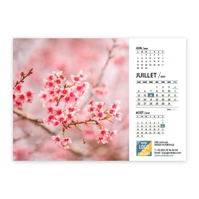Calendrier chevalet A5 (21x15 cm) personnalisé - Zoom Nature