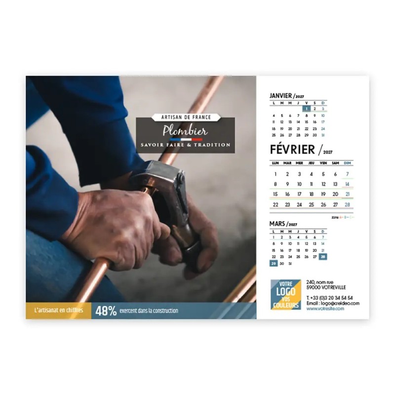 Calendrier chevalet A5 (21x15 cm) personnalisé - Artisans