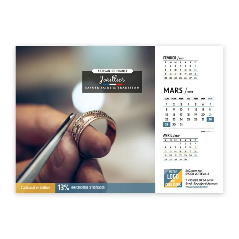 Calendrier chevalet A5 (21x15 cm) personnalisé - Artisans