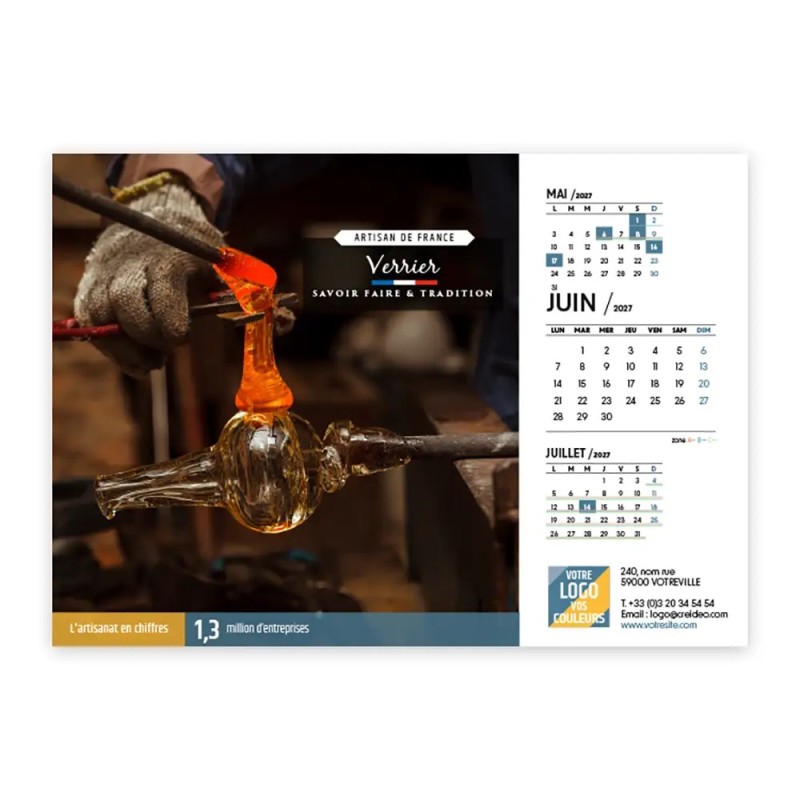 Calendrier chevalet A5 (21x15 cm) personnalisé - Artisans