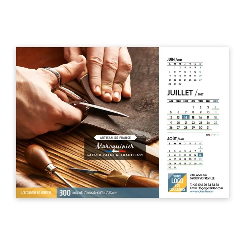 Calendrier chevalet A5 (21x15 cm) personnalisé - Artisans