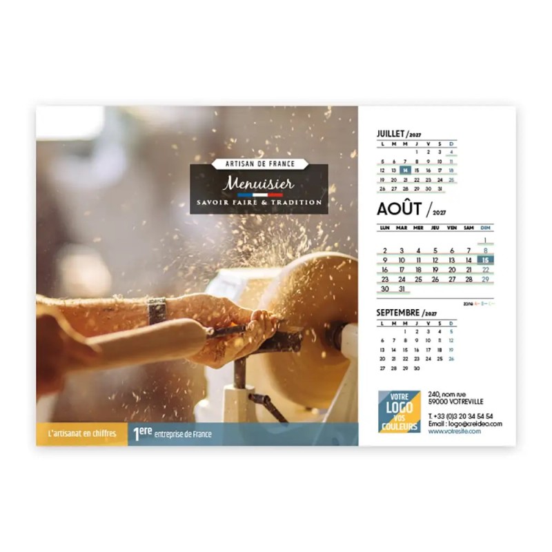 Calendrier chevalet A5 (21x15 cm) personnalisé - Artisans