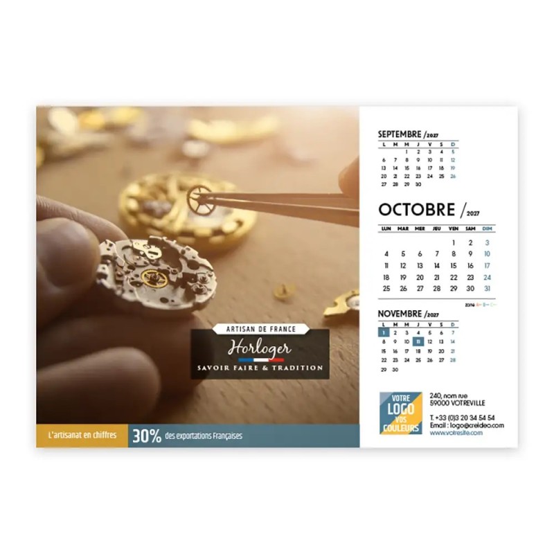 Calendrier chevalet A5 (21x15 cm) personnalisé - Artisans