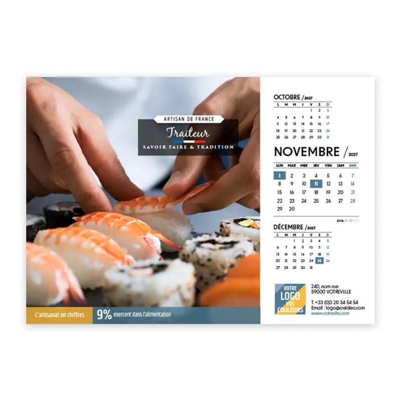 Calendrier chevalet A5 (21x15 cm) personnalisé - Artisans