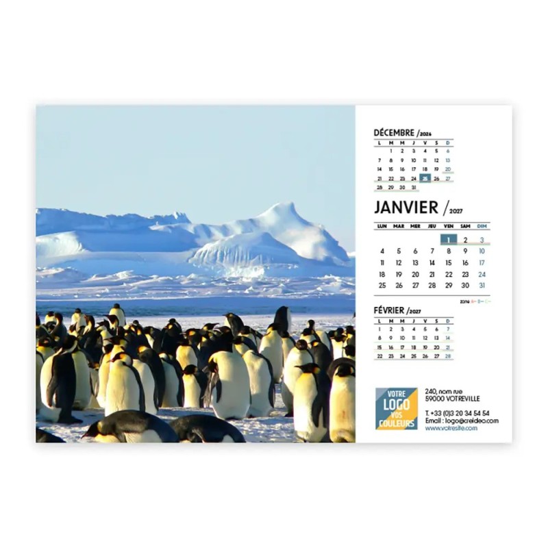Calendrier chevalet A5 (21x15 cm) personnalisé - Faune