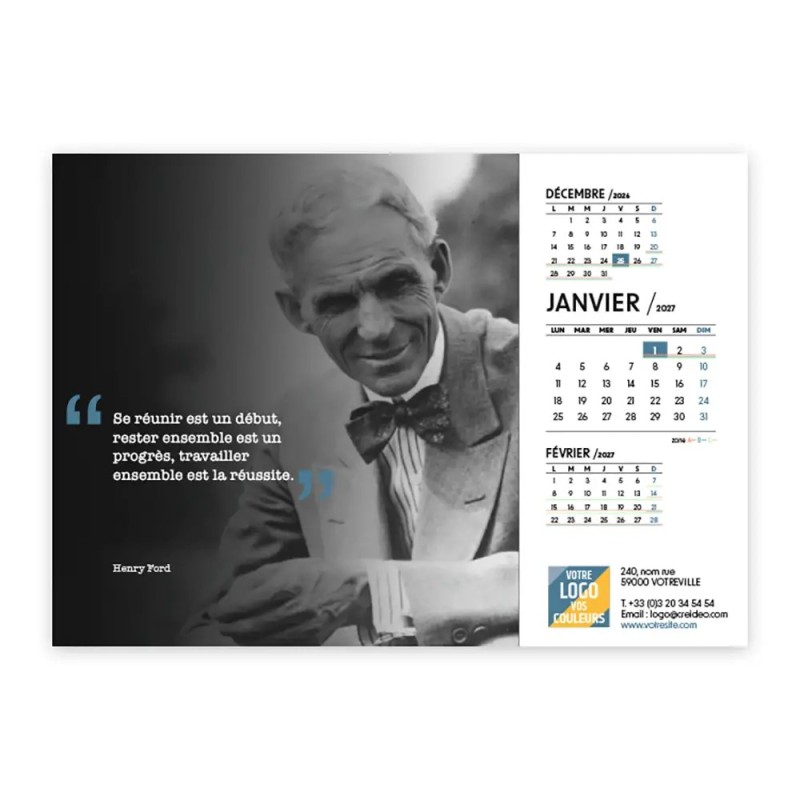 Calendrier chevalet A5 (21x15 cm) personnalisé - Citations 2