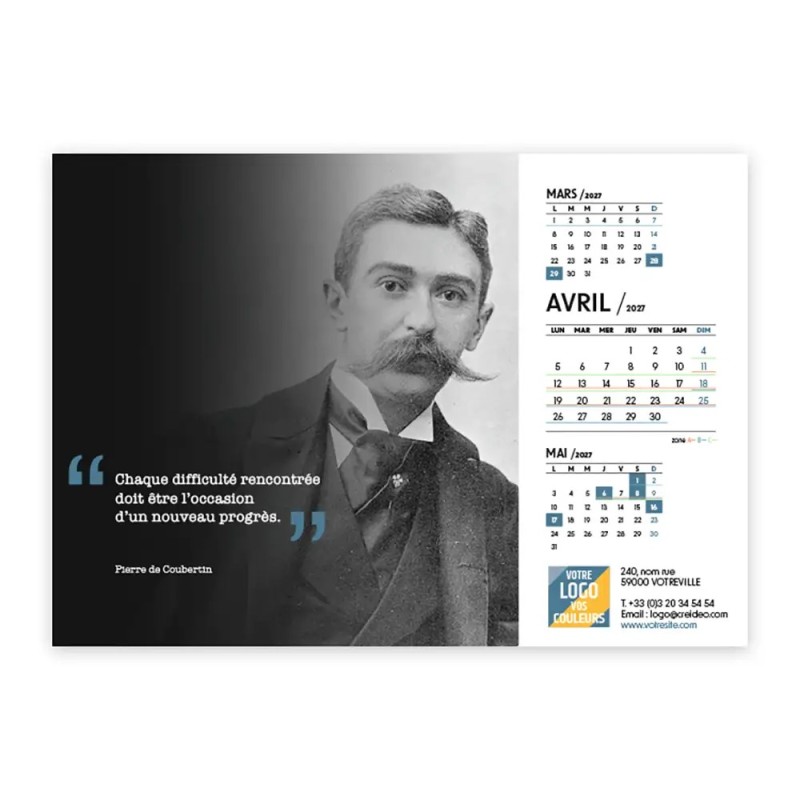 Calendrier chevalet A5 (21x15 cm) personnalisé - Citations 2