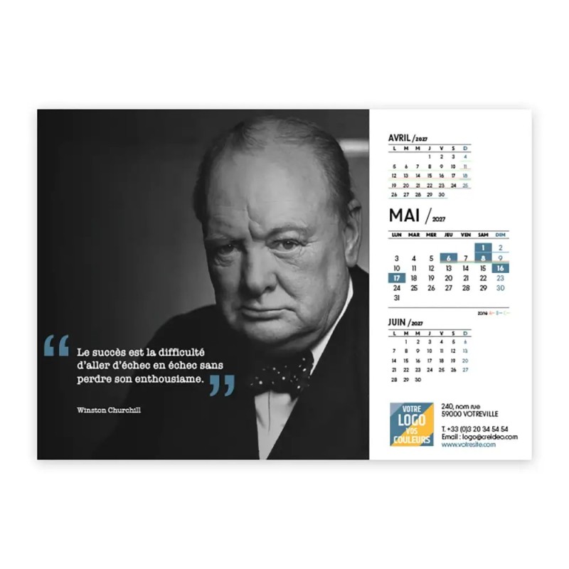 Calendrier chevalet A5 (21x15 cm) personnalisé - Citations 2