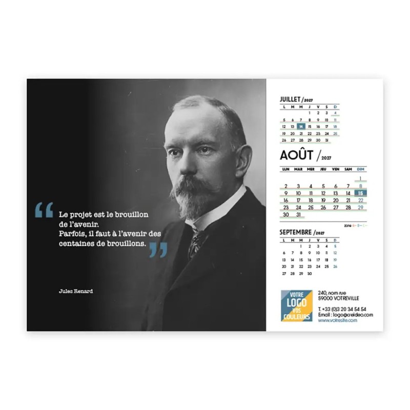 Calendrier chevalet A5 (21x15 cm) personnalisé - Citations 2