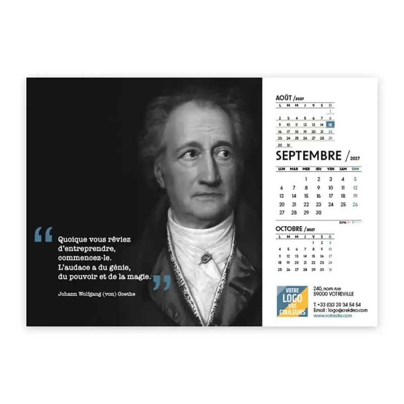 Calendrier chevalet A5 (21x15 cm) personnalisé - Citations 2