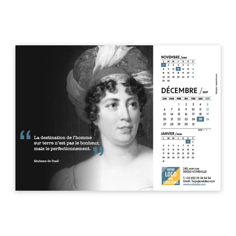 Calendrier chevalet A5 (21x15 cm) personnalisé - Citations 2