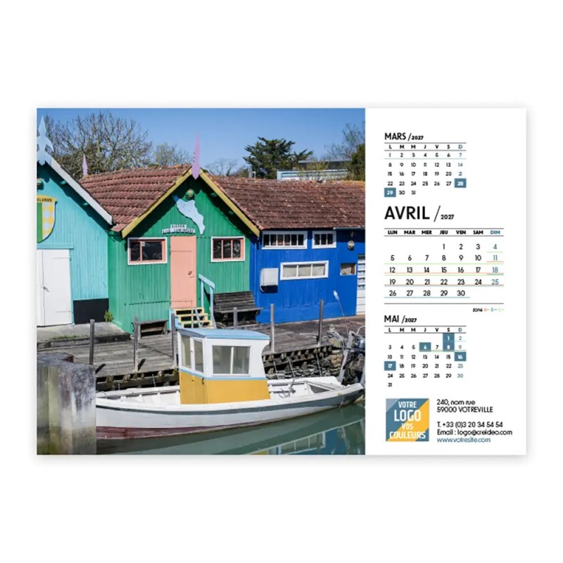 Calendrier chevalet A5 (21x15 cm) personnalisé - Littoral