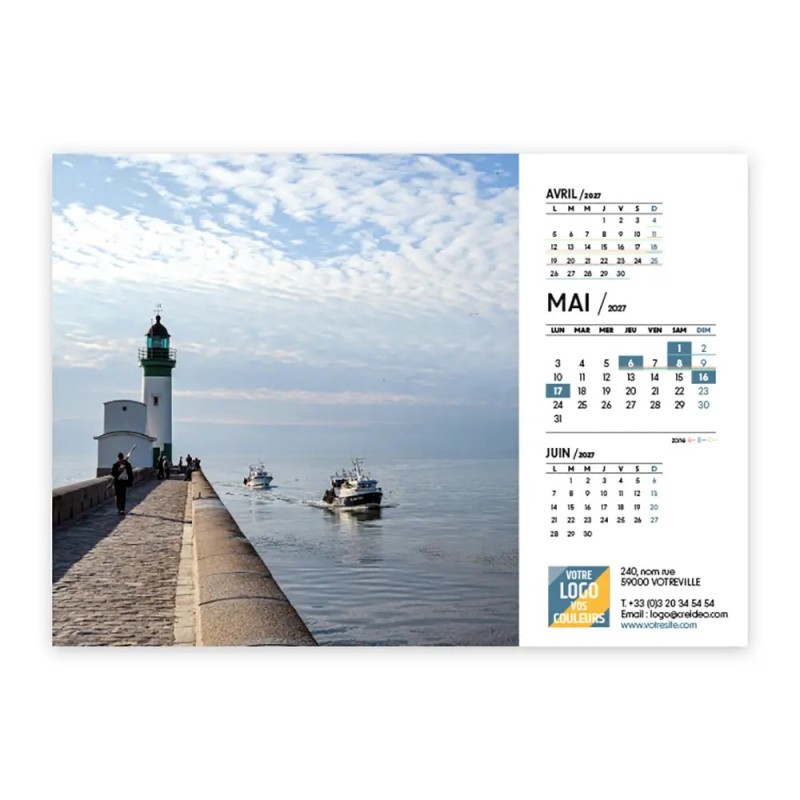 Calendrier chevalet A5 (21x15 cm) personnalisé - Littoral