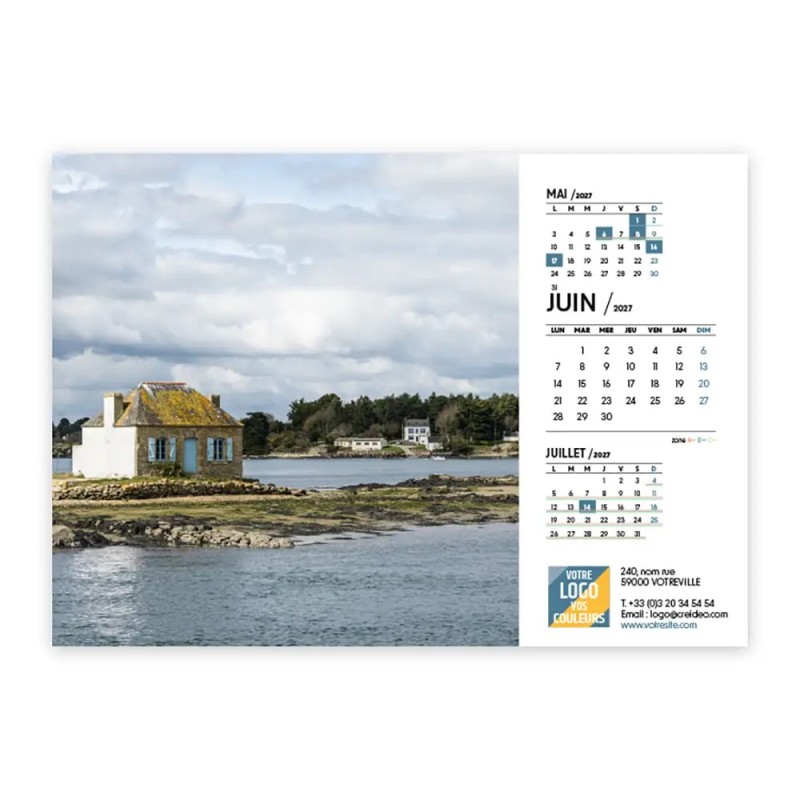 Calendrier chevalet A5 (21x15 cm) personnalisé - Littoral
